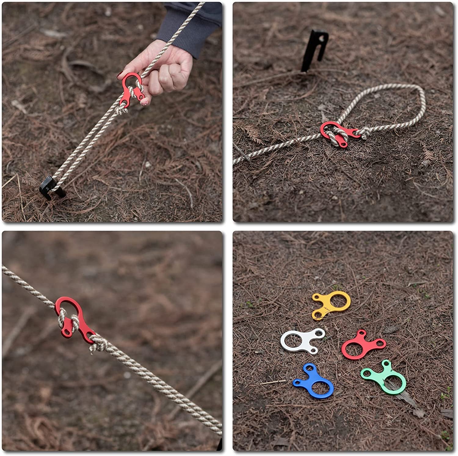 Guyline Cord Adjuster Rope Tensioner Tent Guy Line Paracord Tightener Loop Alien Aluminum Alloy for Camping Hiking